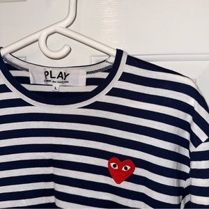 comme des garçons navy & white long sleeve